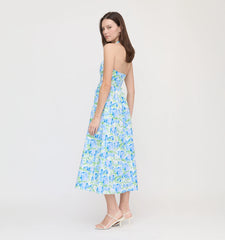 CouturebudThe Hill House x La Coqueta Fleur Midi Dress - Blue Watercolor Hydrangea