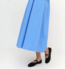 Couturebud The Scarlett Nap Dress - Hydrangea Blue Textured Clip Dot