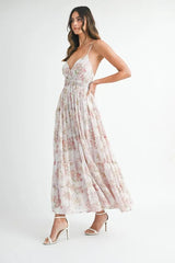 MABLE Floral Print Tiered Cami Maxi Dress