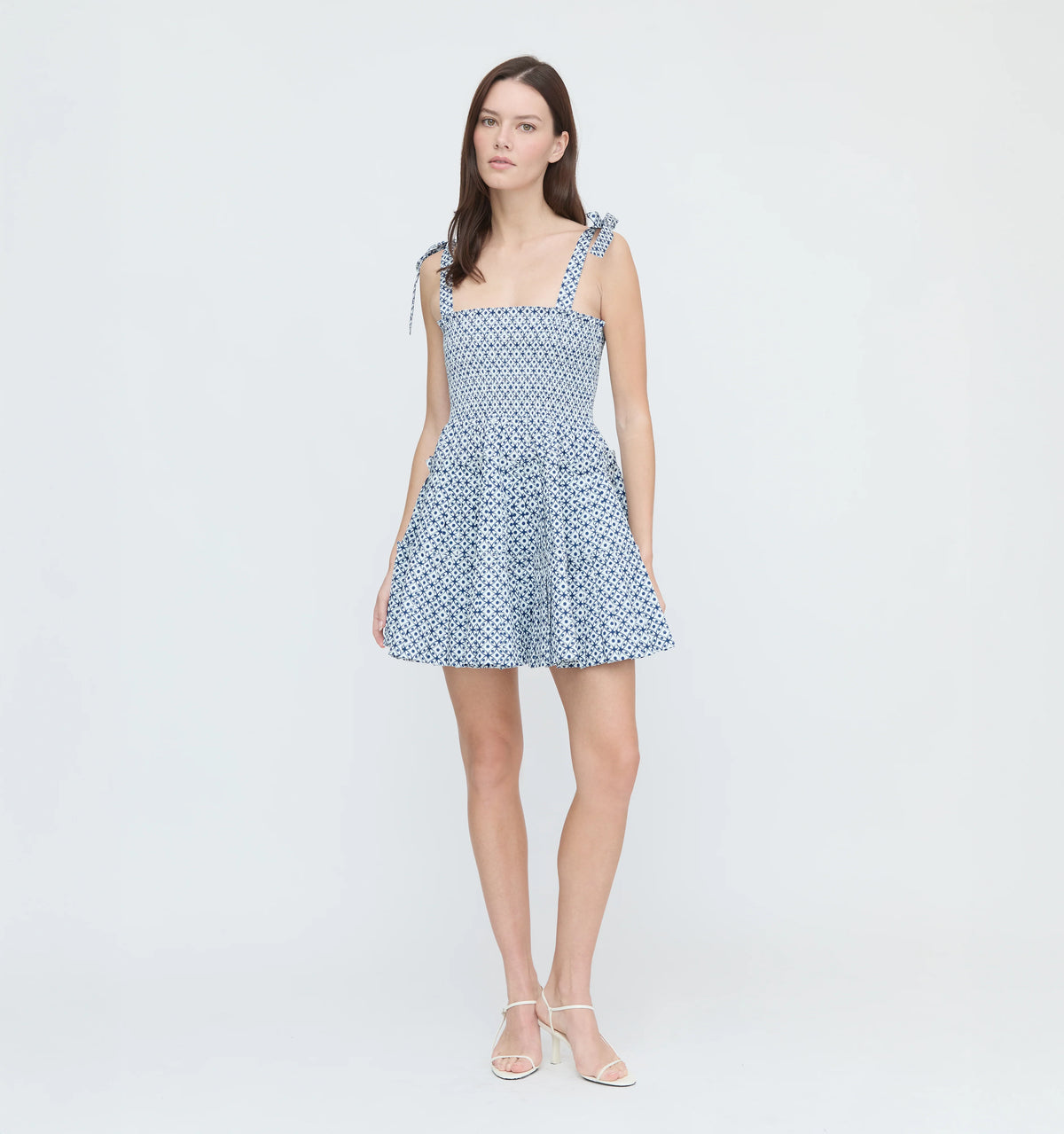 CouturebudThe Ribbon Charlotte Nap Dress - Navy Circular Lattice