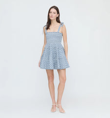 CouturebudThe Ribbon Charlotte Nap Dress - Navy Circular Lattice