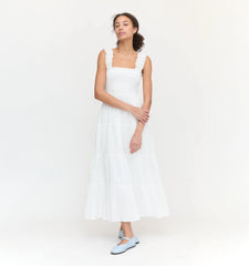 Couturebud The Kimmy Nap Dress - White Linear Swiss Dot