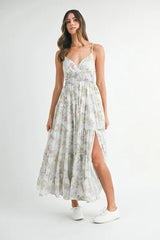 MABLE Floral Print Tiered Cami Maxi Dress