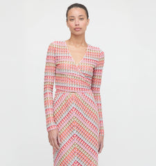 Couturebud The Aviva Wrap Top - Pastel Crochet Knit