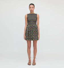 CouturebudThe Cosima Mini Nap Dress - Black Cisco Trellis