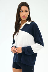 Katie Fleece Rugby - Indigo/White