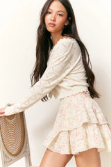 Ruffle Mini Luna Rosa Fleur Skirt - MAGNOLIA