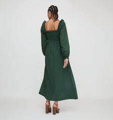 Couturebud The Scarlett Long Sleeve Nap Dress - Green Shadow Stripe