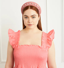 Couturebud The Jeweled Halo Headband - Pink Moiré