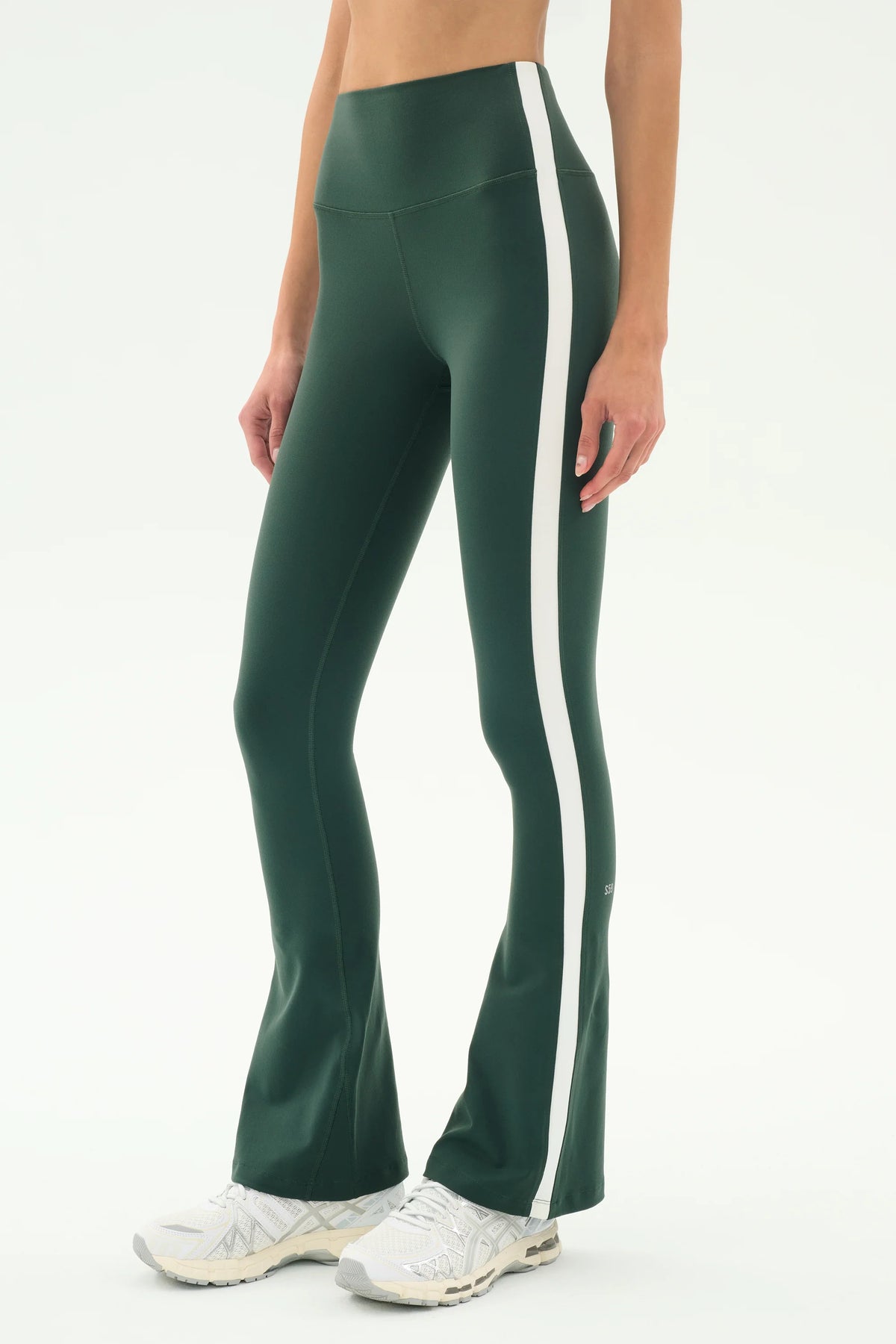 Raquel High Waist Flared Legging - Military/White