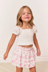 Girls Billie Pink Floral Skirt