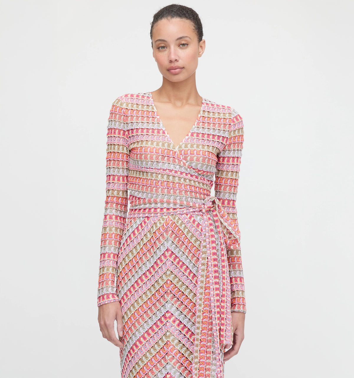 Couturebud The Aviva Wrap Top - Pastel Crochet Knit