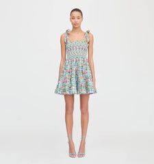 Couturebud The Ribbon Charlotte Nap Dress - Geranium Stripe