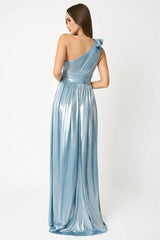 Ivy Aqua Blue Pleated Gown