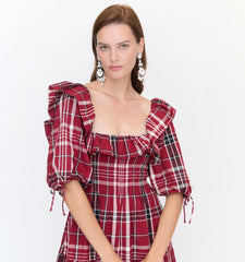 Couturebud The Corinne Nap Dress - Crimson Tartan