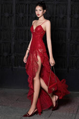 Bustier Sequin Ruffle Maxi Dress