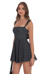 Black Polka Dot Fit-and-Flare Dress