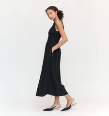 Couturebud The Cosima Nap Dress - Black Tonal Seersucker
