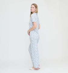 Couturebud The Marina Pajama Set - Blue Vine Stripe