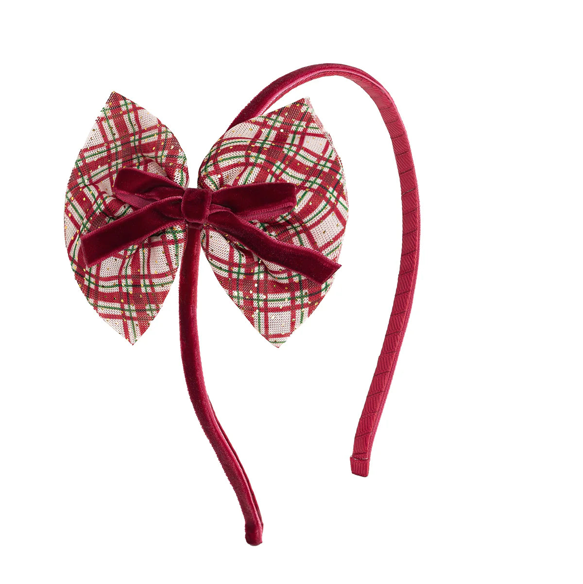 Sweet Wink Headband - Christmas Plaid Layered Bow