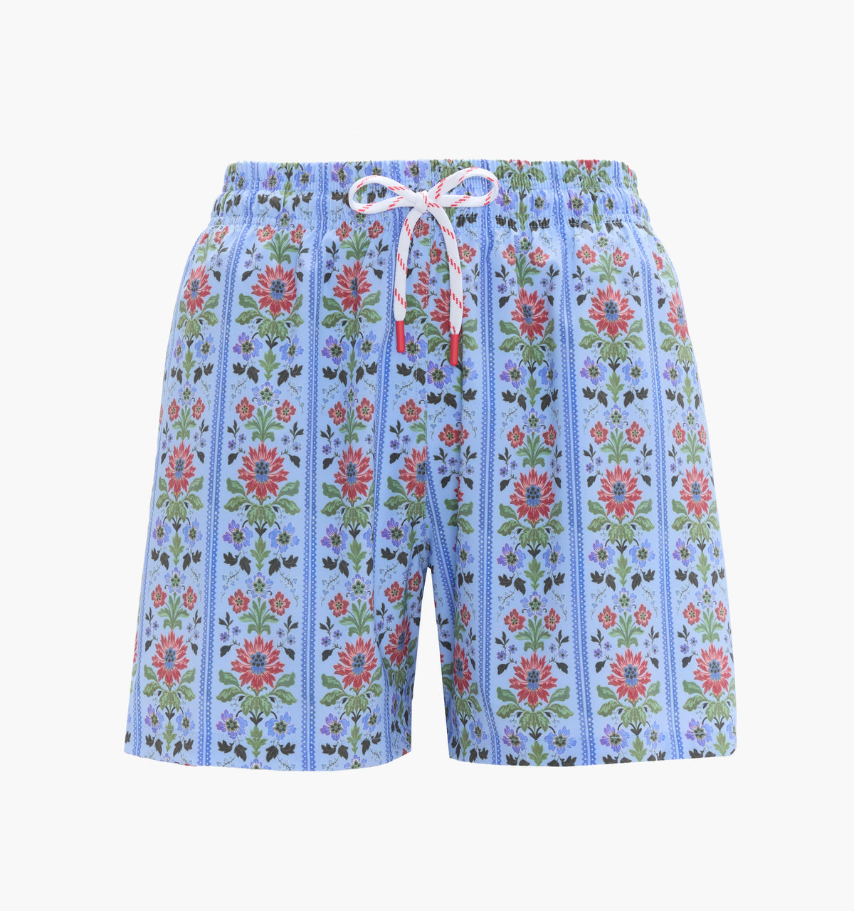 Couturebud The Men's Julien Swim Trunk - Blue Floral Block Stripe