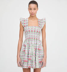 CouturebudThe Charlotte Nap Dress - Green Floral Block Stripe