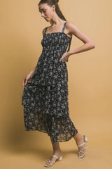 Tiered Midi Floral Dress