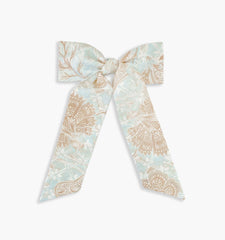Couturebud The Belle Bow - Aqua Calico Trellis