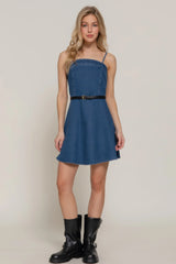Belted Cami A-line Mini Dress