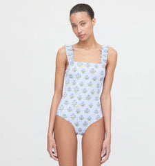 Couturebud The Teagan One Piece - Blue Block Print