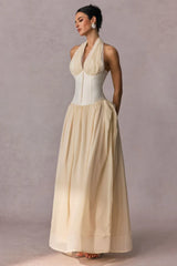 Vivien Halterneck Tulle Overlay Maxi Dress
