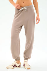 Andie Oversized Fleece Sweatpant - Latte