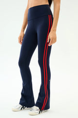 Raquel High Waist Flared Legging - Indigo/Lotus Red