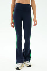 Raquel High Waist Flared Legging - Indigo/Grass