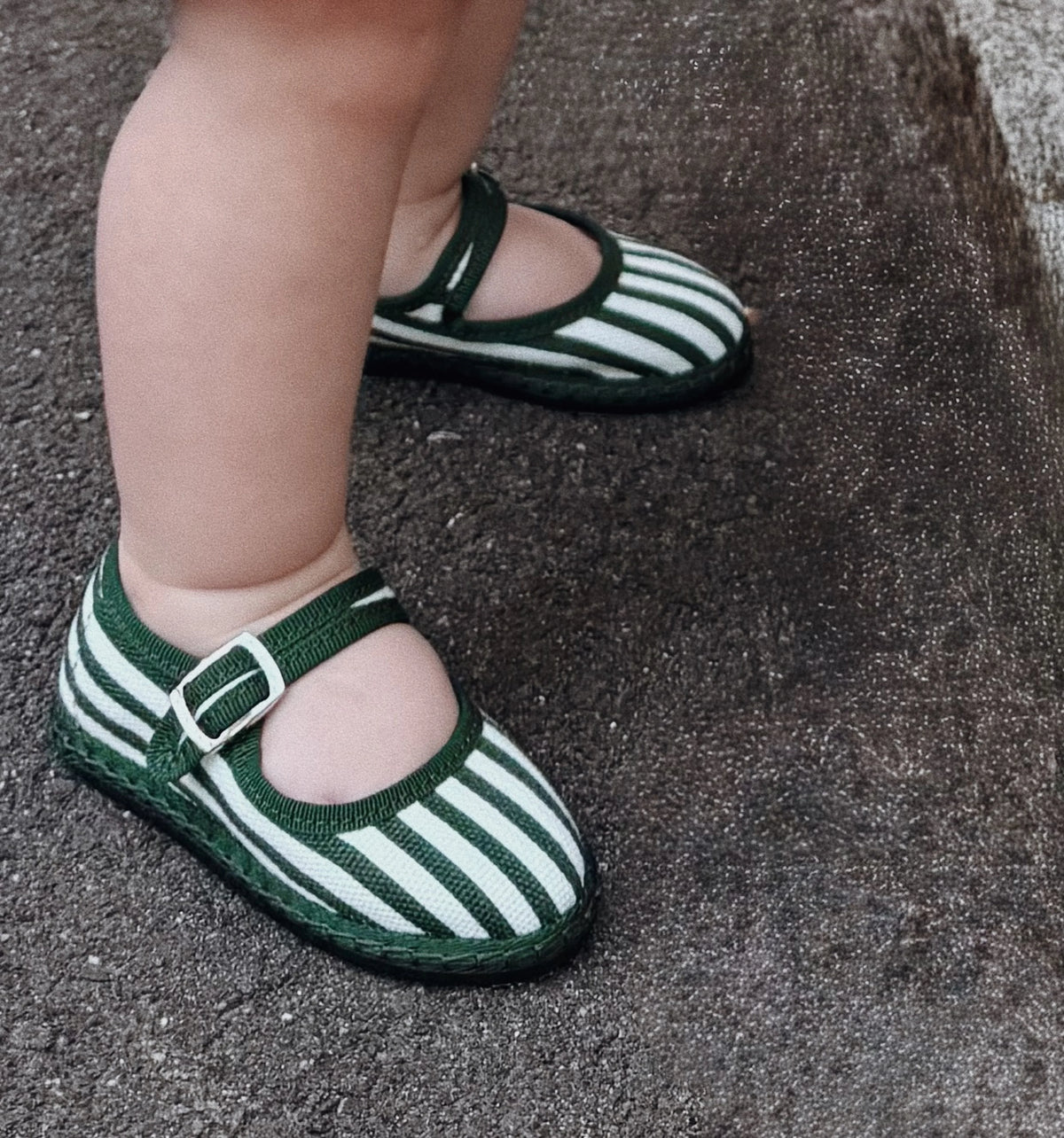 Couturebud The Hill House x Vibi Venezia Tiny Mary Jane Flats - Green Stripe