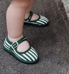 Couturebud The Hill House x Vibi Venezia Tiny Mary Jane Flats - Green Stripe