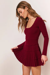 Lavender Stretch Pointelle Mini Dress - SPICED BERRY