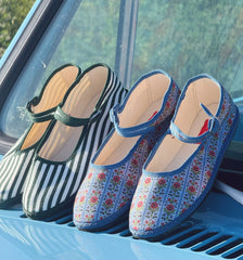 Couturebud The Hill House x Vibi Venezia Mary Jane Flats - Green Stripe