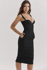 Bellissima Black Sweetheart Midi Dress