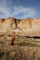 Melina Sexy Halter Wine Dress