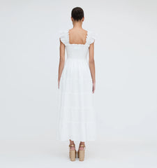 Couturebud The Ellie Maxi Nap Dress - White Tonal Seersucker