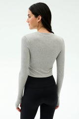 Louise Rib Long Sleeve Crop - Heather Grey