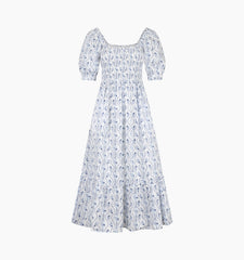 Couturebud The Louisa Nap Dress - Blue Vine Stripe