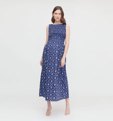 Couturebud The Maternity Cosima Nap Dress - Navy Trellis