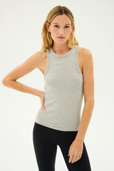 Kiki Rib Tank Full Length - Heather Grey