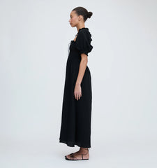 Couturebud The Scarlett Nap Dress - Black Tonal Seersucker