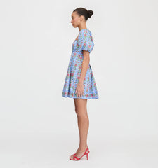CouturebudThe Matilda Mini Dress - Blue Floral Block Stripe