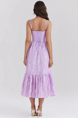 Mira Orchid Jacquard Layered Midi Dress