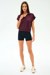 Evie Fleece Sleeveless Polo - Dark Cherry