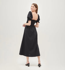 Couturebud The Scarlett Nap Dress - Black Textured Clip Dot